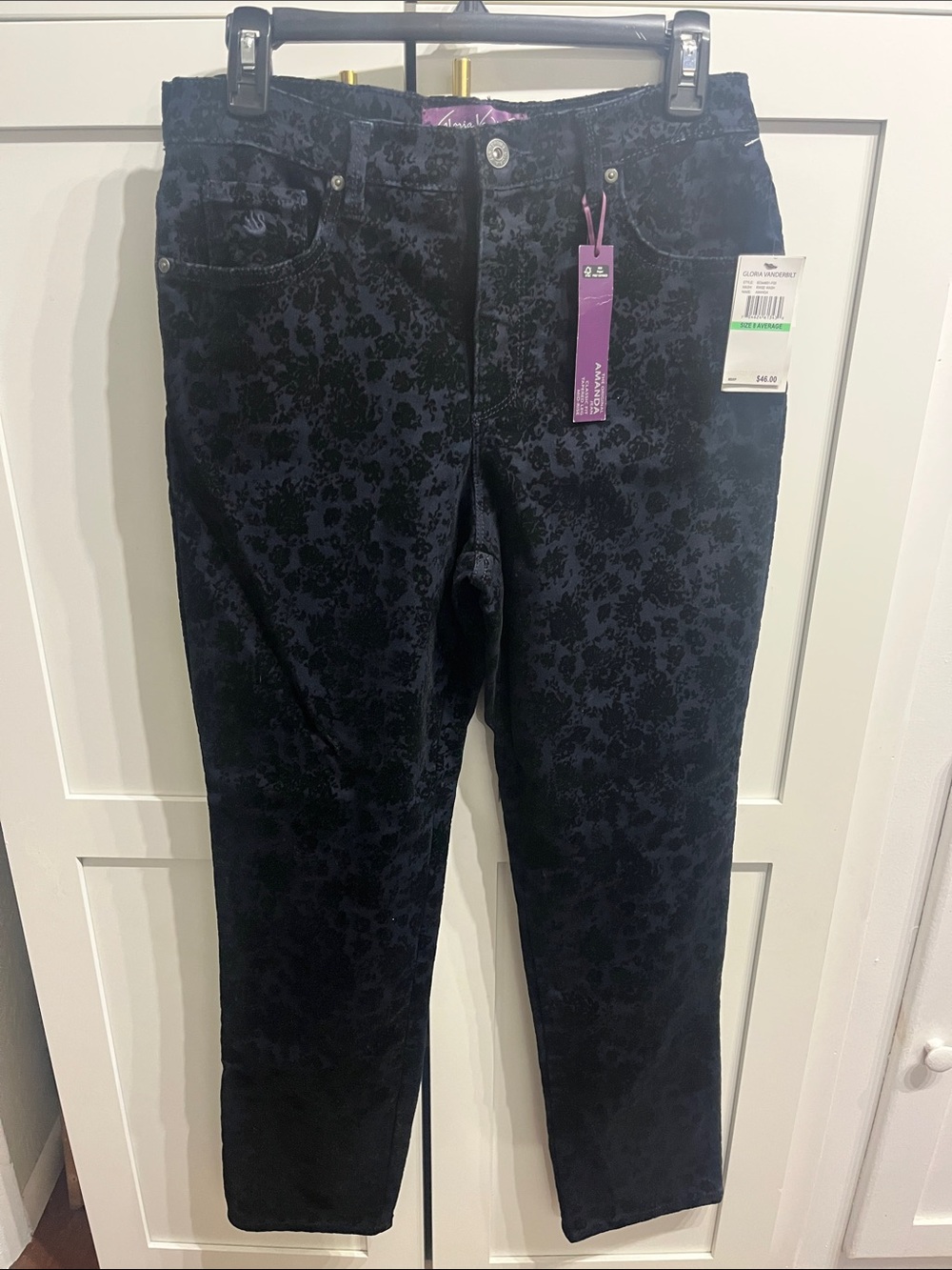 Gloria Vanderbilt Black Floral Tapered Leg Jeans